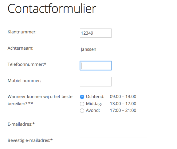 weg met het contactformulier